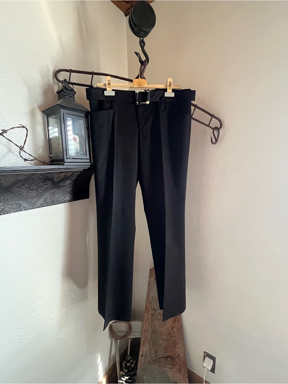 Gucci Black Women’s Trousers with Blk Enameled Boot belt Buckle